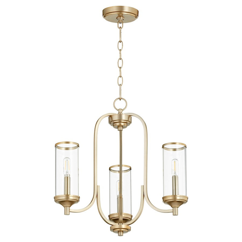 Quorum Collins 3 Light Chandelier, Aged Brass