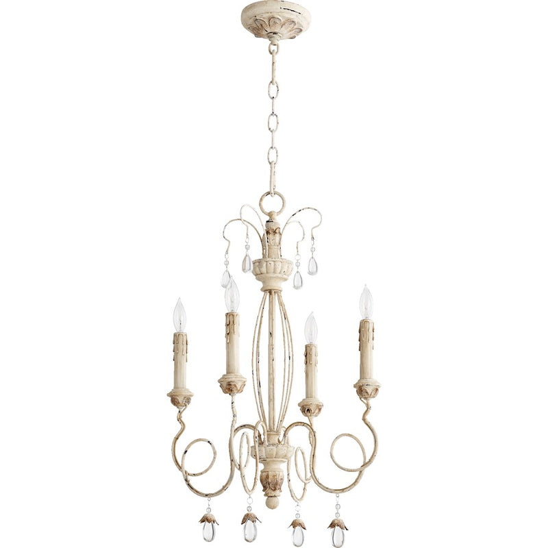 Quorum Venice 4 Light Chandelier, Persian White