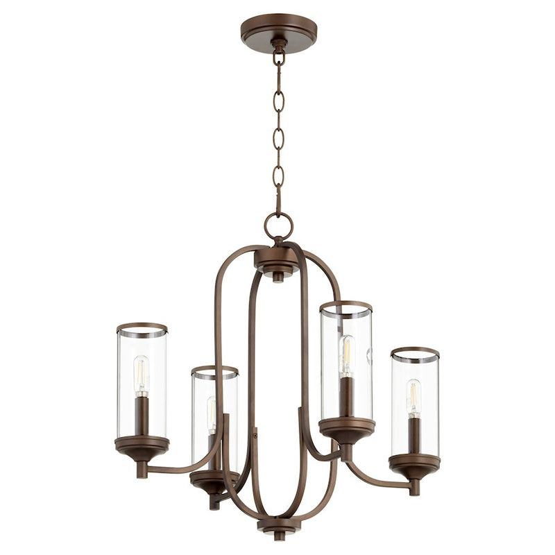 Quorum Collins 4 Light Chandelier, Oiled Bronze/Clear
