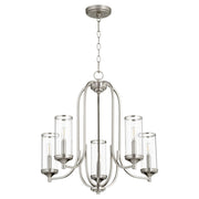 Quorum Collins 5 Light Chandelier, Satin Nickel