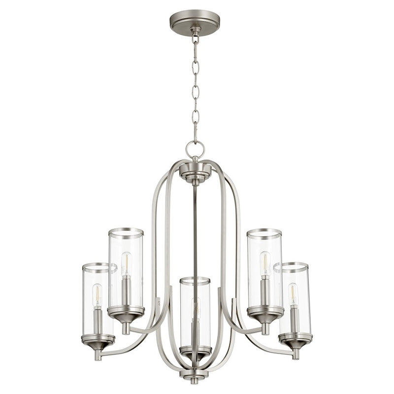 Quorum Collins 5 Light Chandelier, Satin Nickel