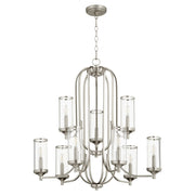Quorum Collins 9 Light Chandelier, Satin Nickel