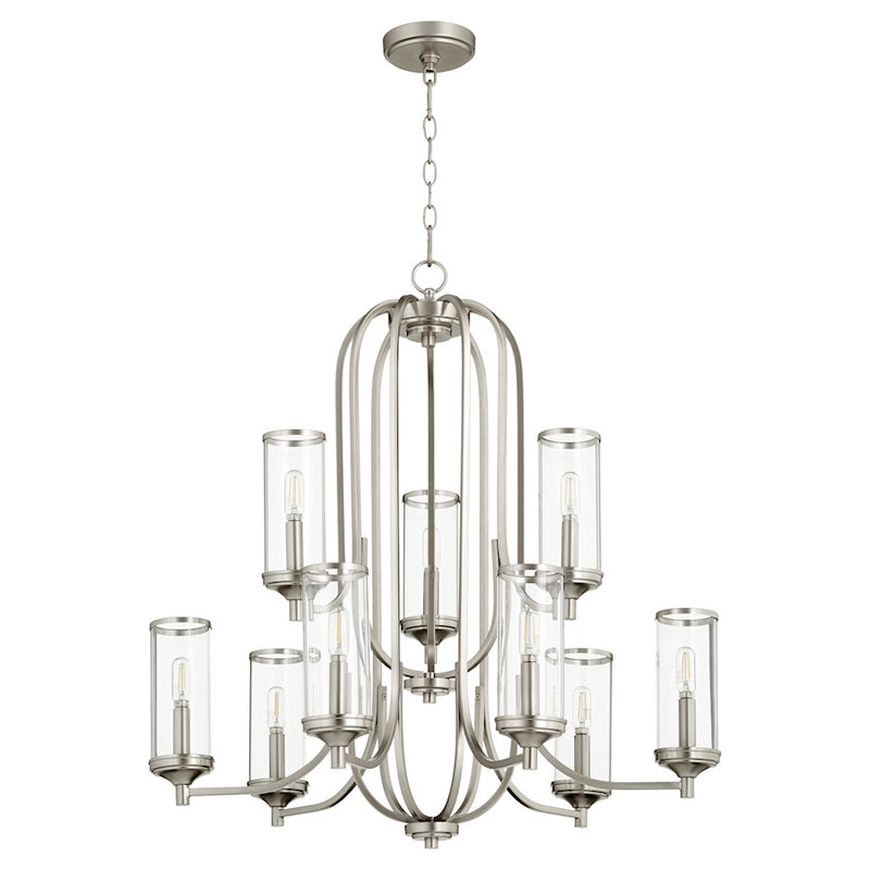Quorum Collins 9 Light Chandelier, Satin Nickel
