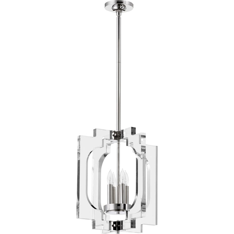 Quorum Broadway 4 Light Pendant in Polished Nickel