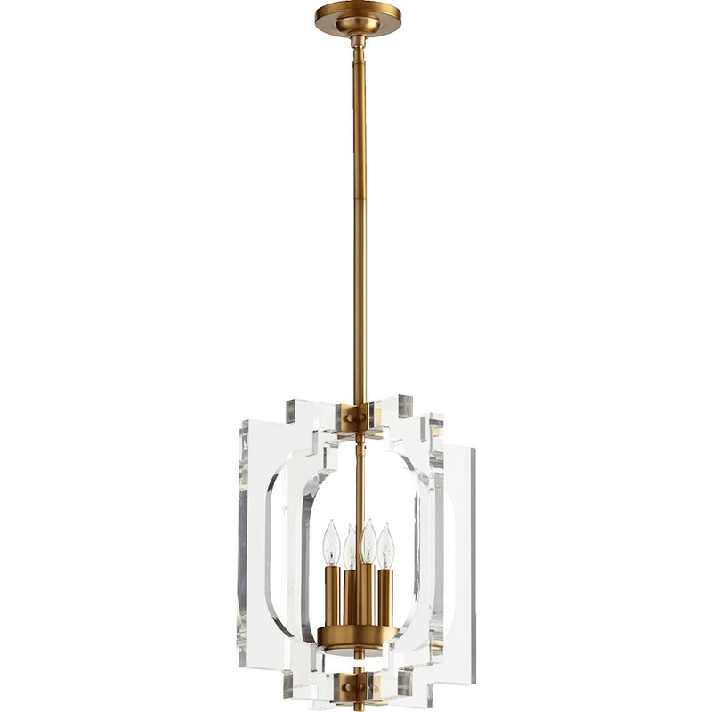 Quorum Broadway 4 Light 15' Pendant, Aged Brass