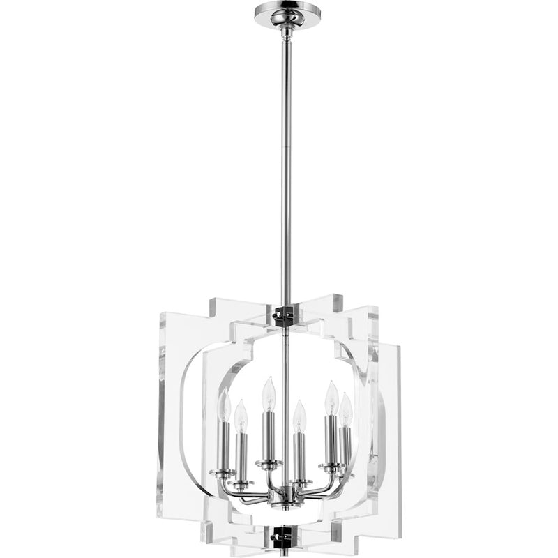 Quorum Broadway 6 Light Pendant in Polished Nickel
