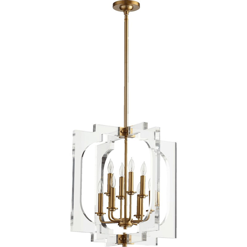 Quorum Broadway 8 Light 21' Pendant, Aged Brass