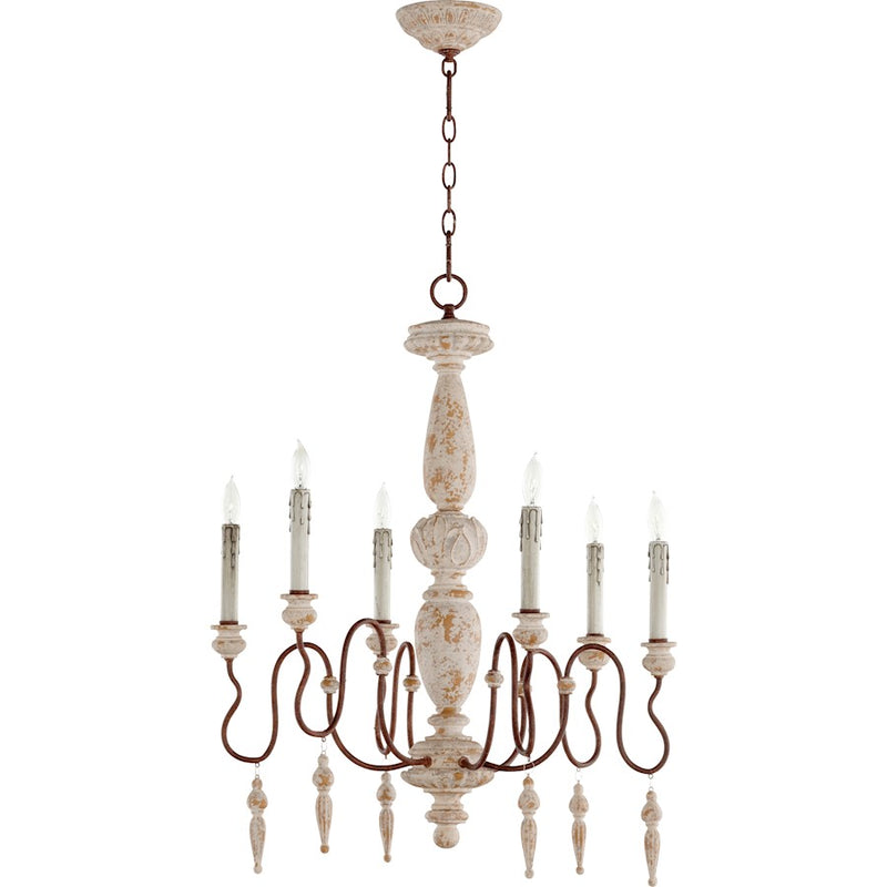 Quorum La Maison 6 Light 26' Chandelier, Grey/Rust Accents