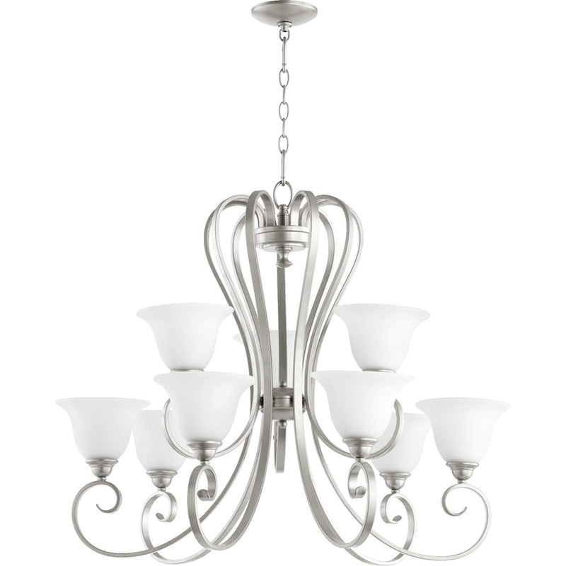 Quorum Celesta 9 Light Chandelier, Classic Nickel