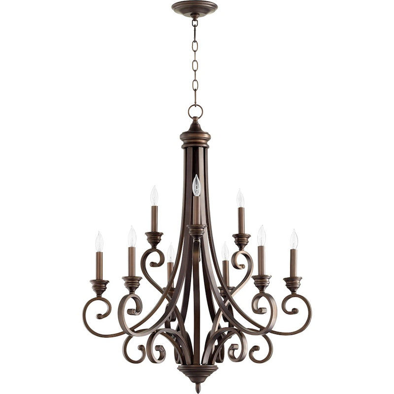 Quorum Bryant 9 Light 29' Chandelier, Oiled Bronze