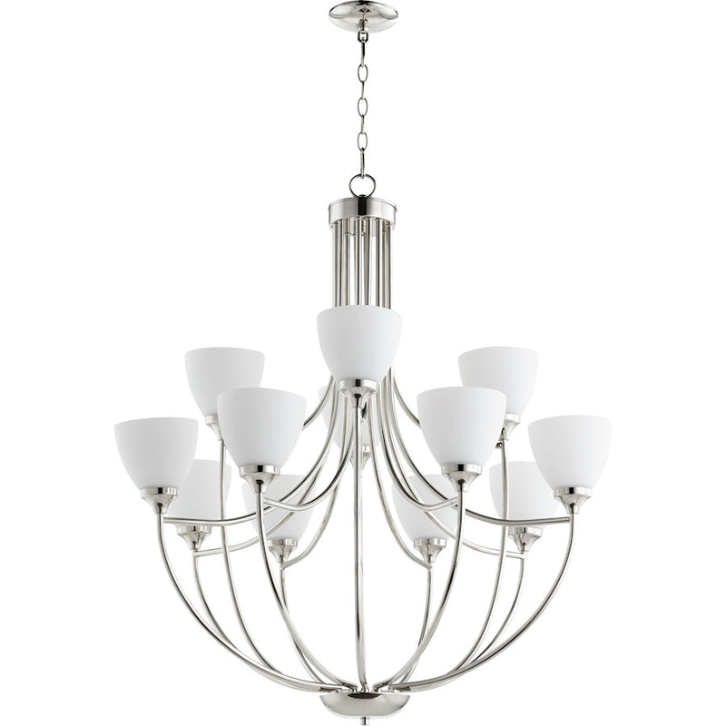 Quorum Enclave 12 Light 35' Chandelier, Polished Nickel