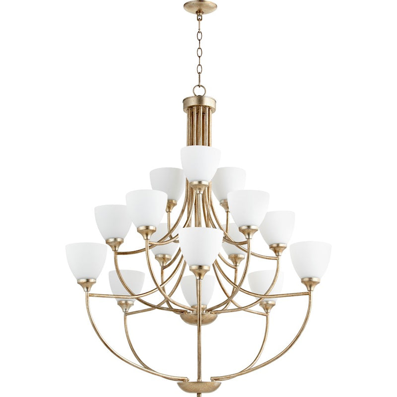 Quorum Enclave 15 Light 38.5" Chandelier, Aged Silver Leaf