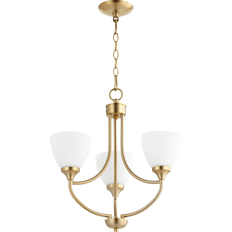 Quorum Enclave 3 Light 19' Chandelier, Aged Brass