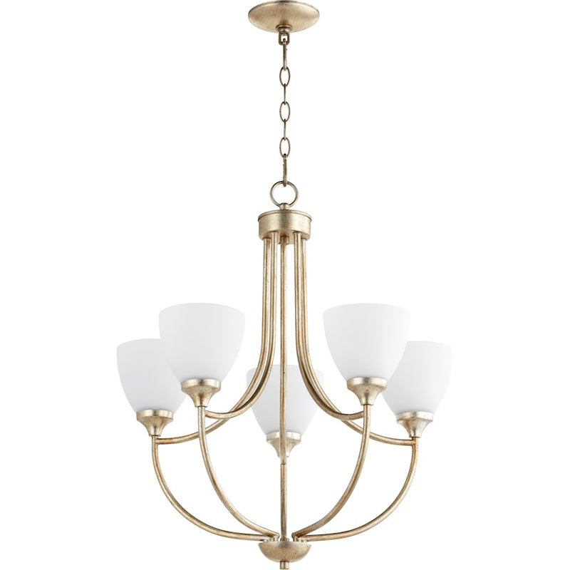 Quorum Enclave 5 Light 24' Chandelier, Aged Silver Leaf