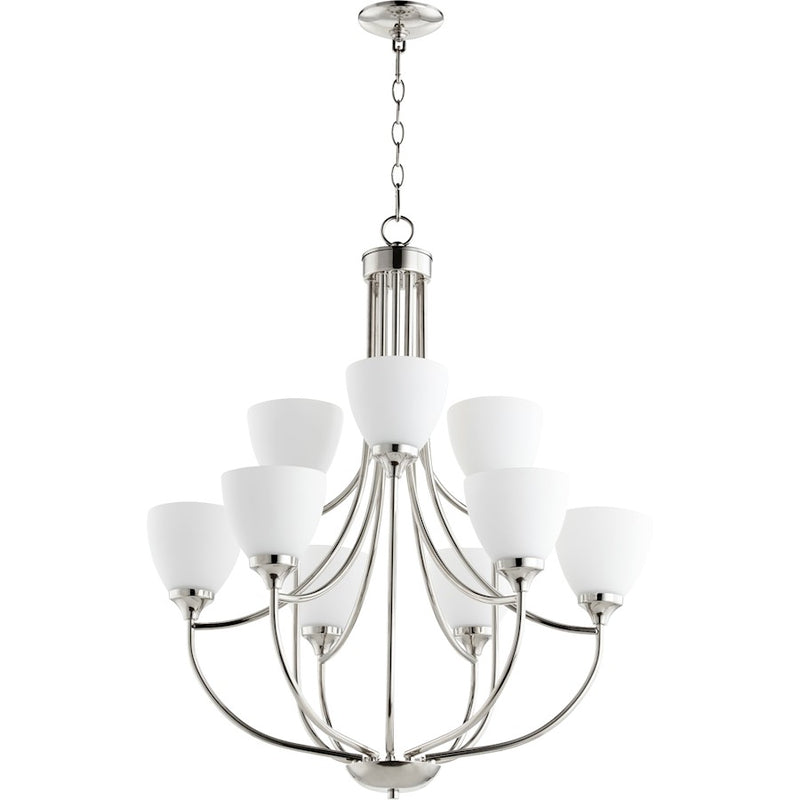 Quorum Enclave 9 Light 27' Chandelier, Polished Nickel