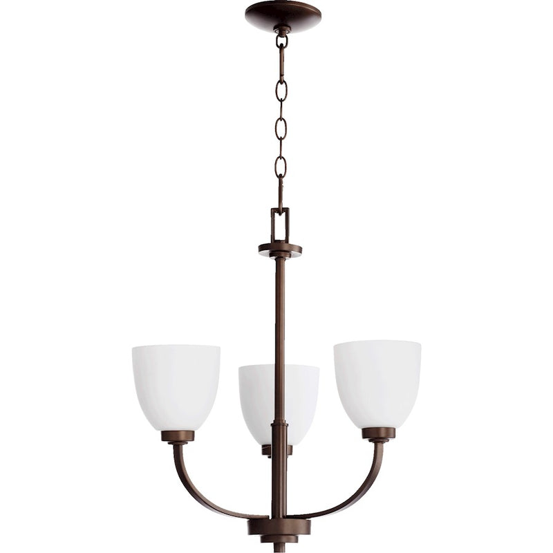Quorum Reyes 3 Light Chandelier, Oiled Bronze