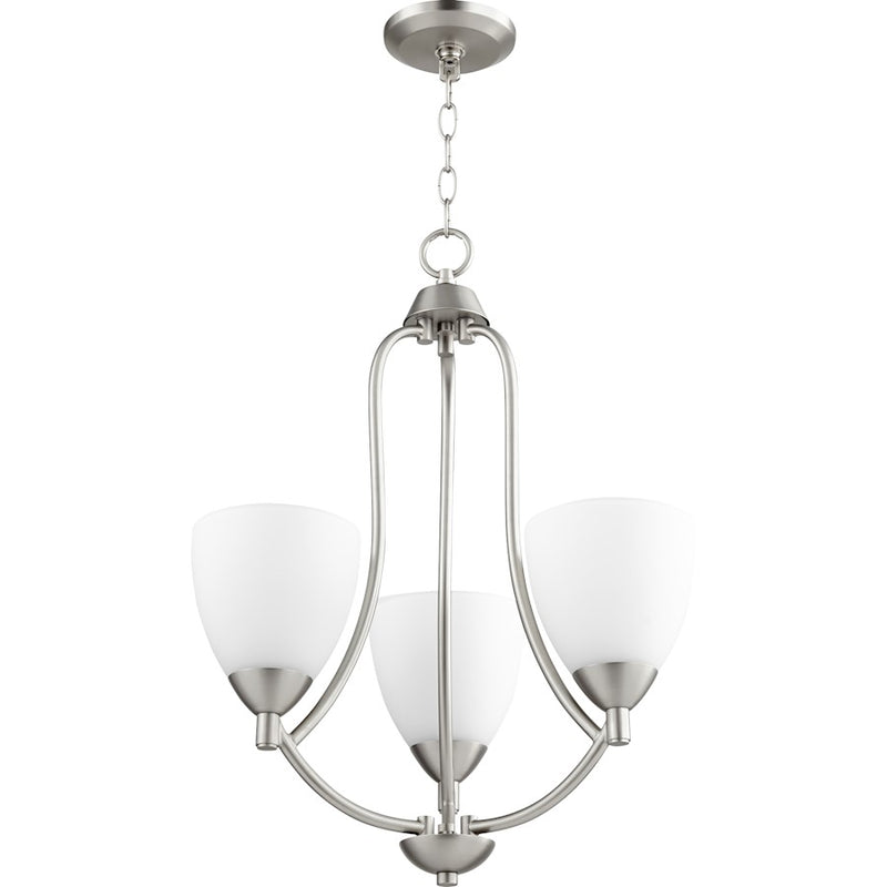 Quorum Barkley 3 Light Chandelier, Satin Nickel