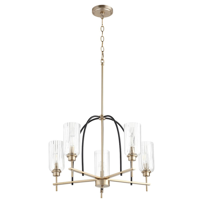 Quorum Espy Chandelier, Noir/Aged Brass/Clear