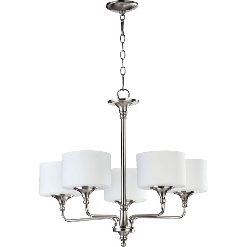 Quorum Rockwood 5 Light Chandelier, Satin Nickel