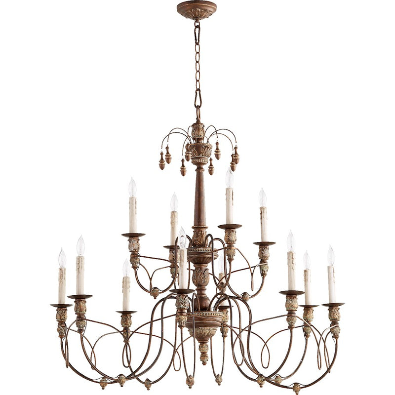 Quorum Salento 12 Light Chandelier, Vintage Copper