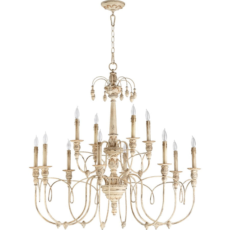Quorum Salento 12 Light Chandelier, Persian White