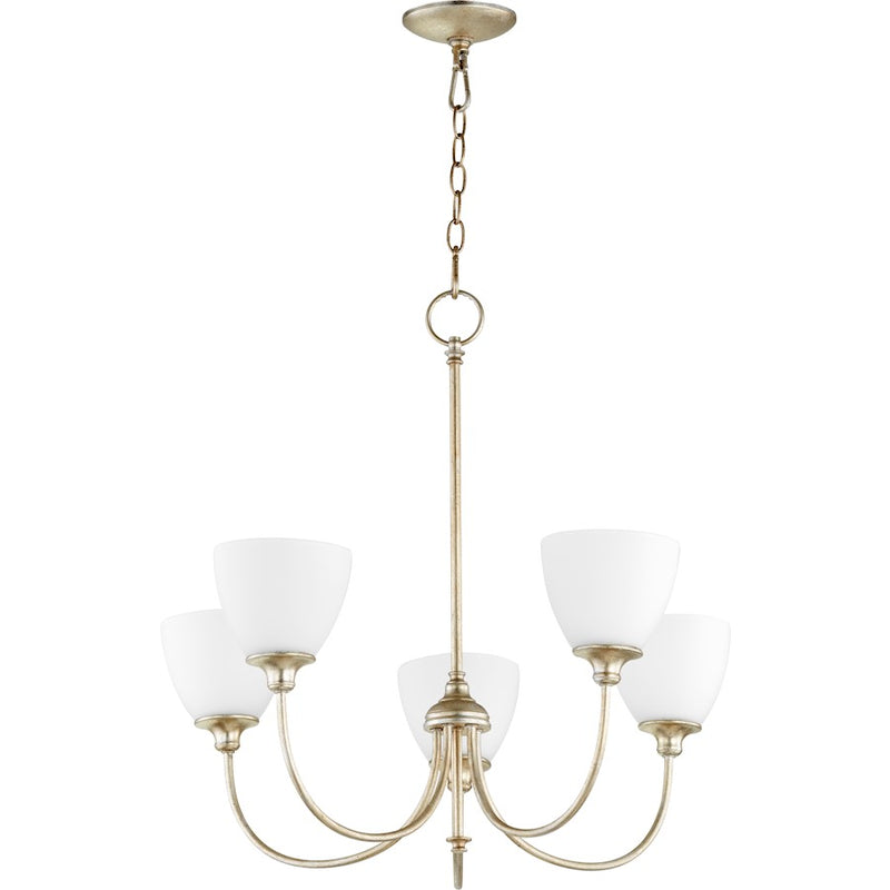 Quorum Celeste 5 Light 27' Chandelier, Aged Silver Leaf