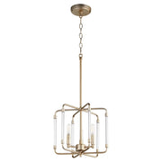 Quorum Optic 3 Light Pendant, Aged Brass