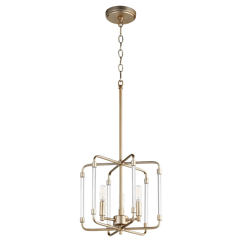 Quorum Optic 3 Light Pendant, Aged Brass