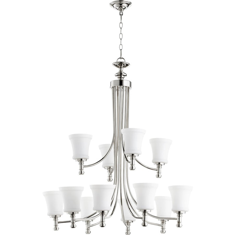 Quorum Rossington 12 Light 35.25' Chandelier, Polished Nickel