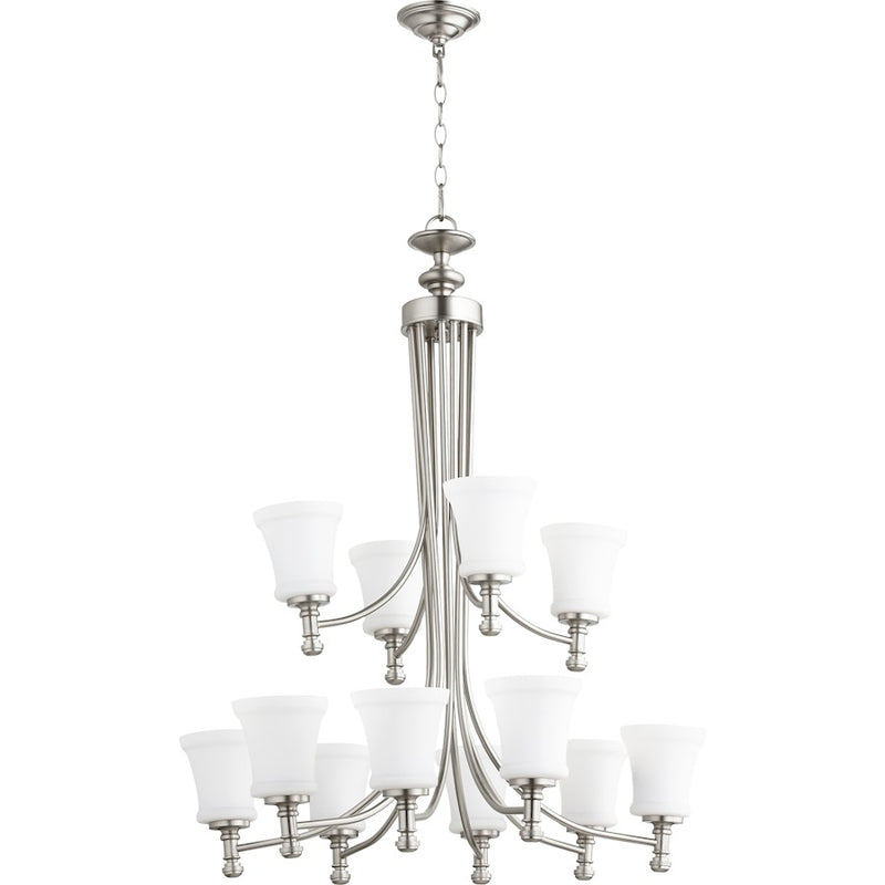 Quorum Rossington 12 Light 35.25' Chandelier, Satin Nickel