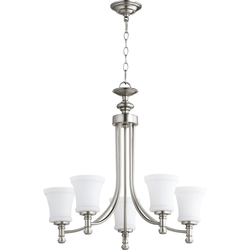 Quorum Rossington 5 Light 25' Chandelier, Satin Nickel