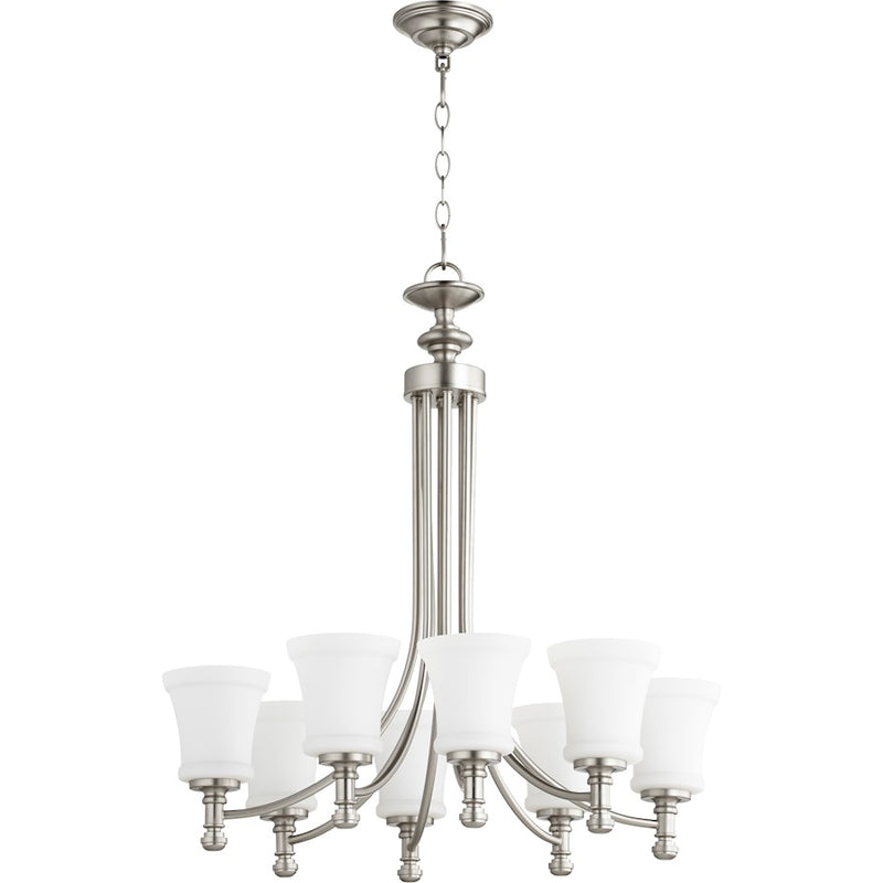 Quorum Rossington 8 Light 27' Chandelier, Satin Nickel