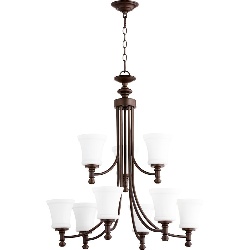 Quorum Rossington 9 Light 29.5' Chandelier, Oiled Bronze