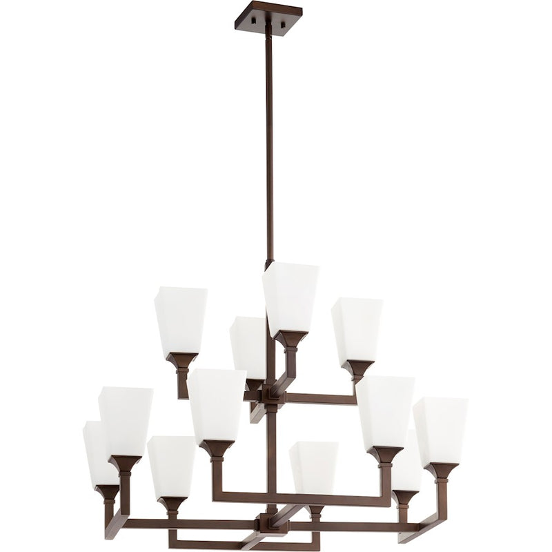 Quorum Wright 12 Light Chandelier, Oiled Bronze