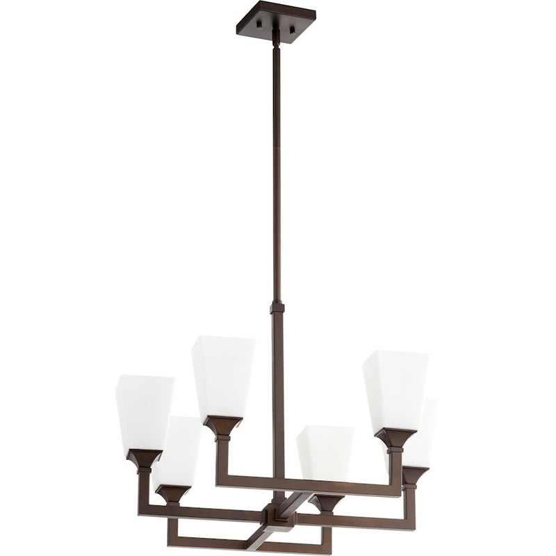 Quorum Wright 6 Light Chandelier, Oiled Bronze