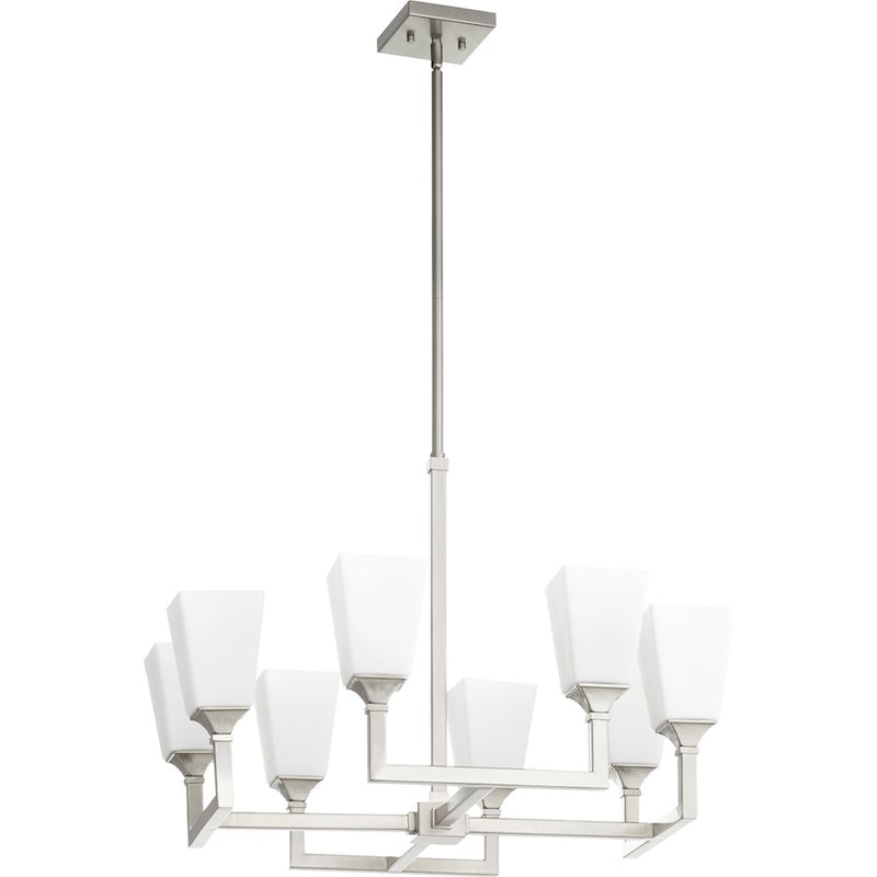 Quorum Wright 8 Light Chandelier, Satin Nickel