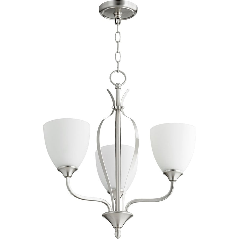 Quorum Jardin 3 Light Chandelier, Satin Nickel