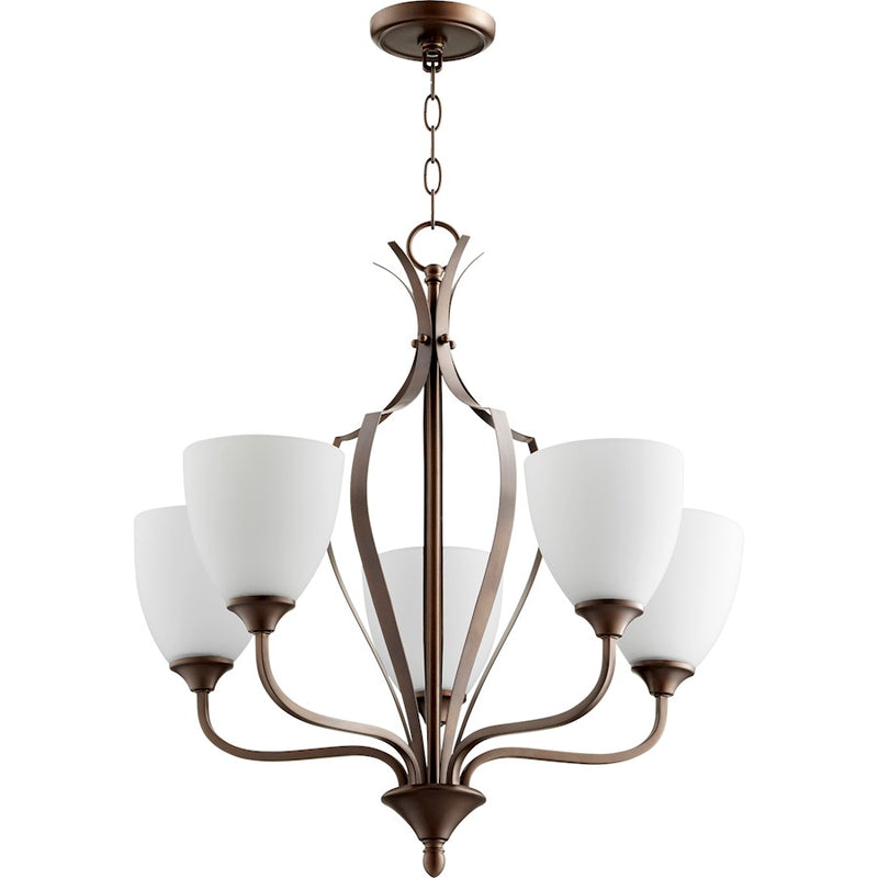 Quorum Jardin 5 Light Chandelier, Oiled Bronze