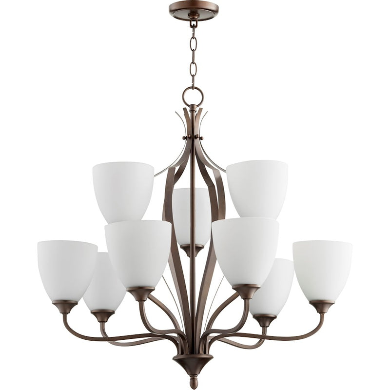 Quorum Jardin 9 Light Chandelier, Oiled Bronze