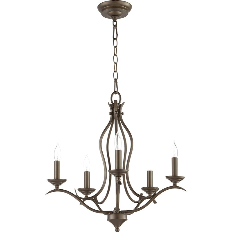 Quorum Flora 5 Light 20' Chandelier, Oiled Bronze