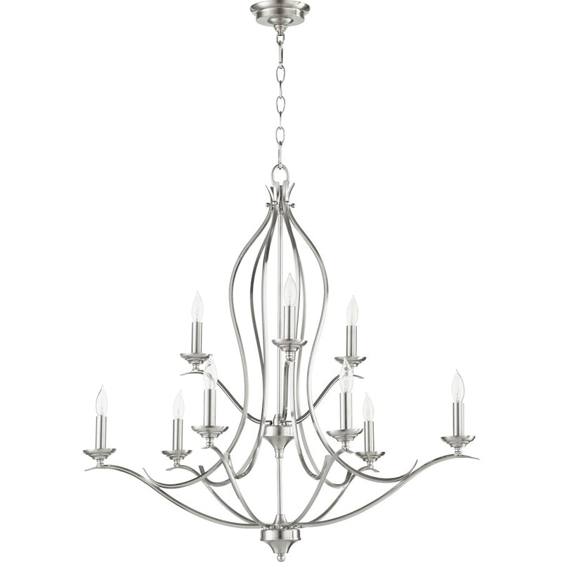Quorum Flora 9 Light 31.5' Chandelier, Satin Nickel
