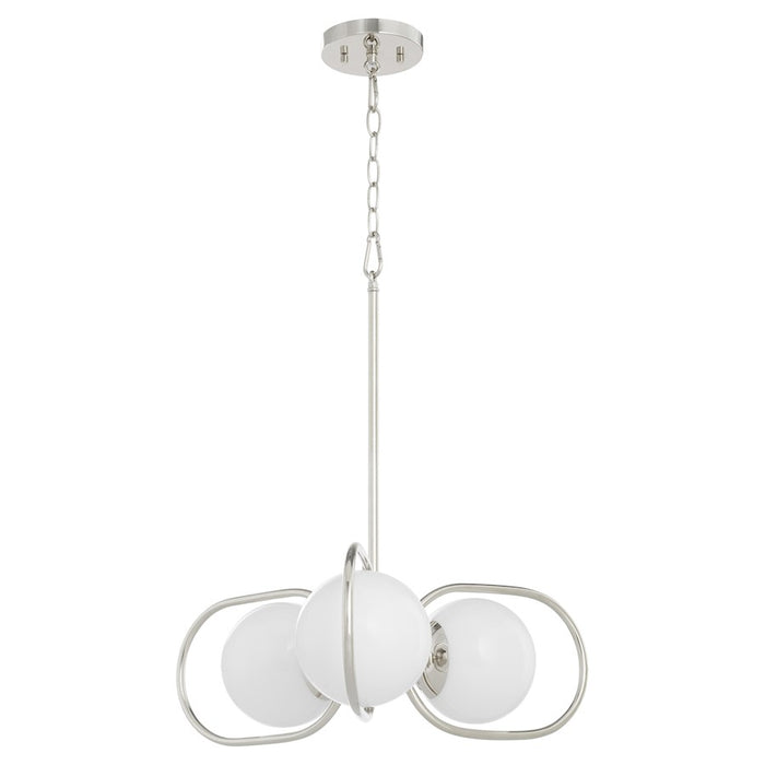 Quorum Belmont 3Lt Chandelier, Polished Nickel/Satin Opal - 6137-3-62