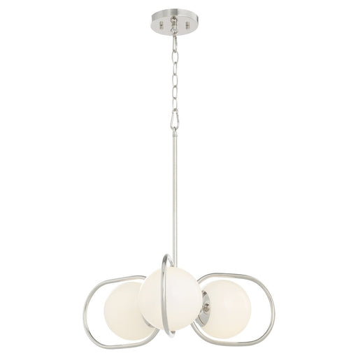 Quorum Belmont 3Lt Chandelier, Polished Nickel/Satin Opal