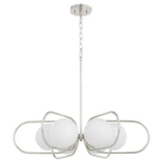 Quorum Belmont 6Lt Chandelier, Polished Nickel/Satin Opal - 6137-6-62