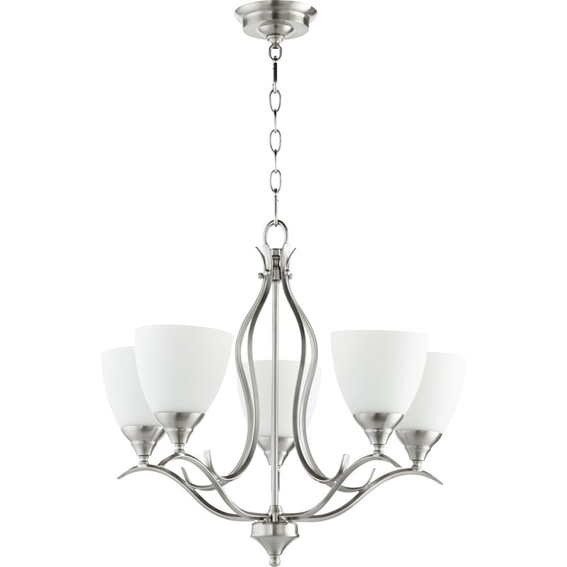 Quorum Flora 5 Light 21.5' Chandelier, Satin Nickel