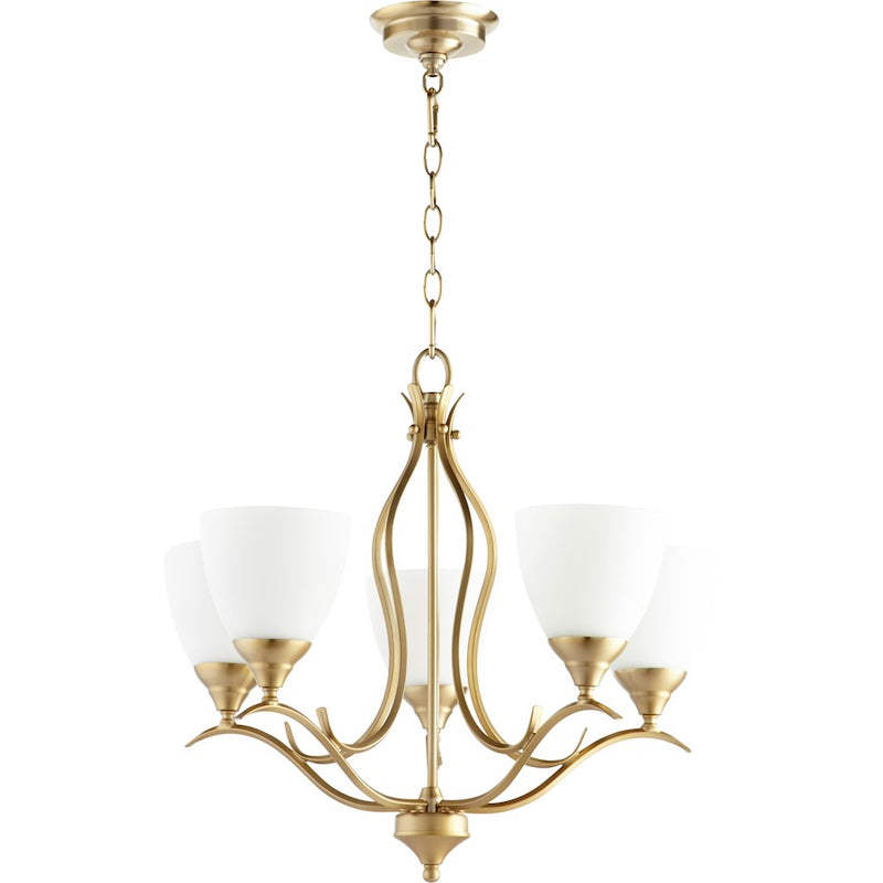 Quorum Flora 5 Light 21.5' Chandelier, Aged Brass