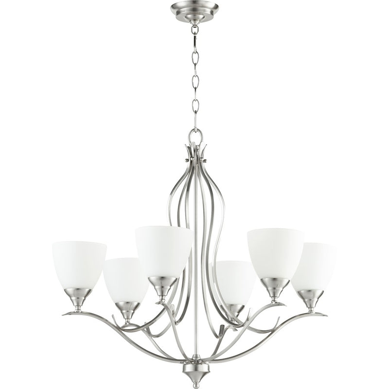Quorum Flora 6 Light 29' Chandelier, Satin Nickel