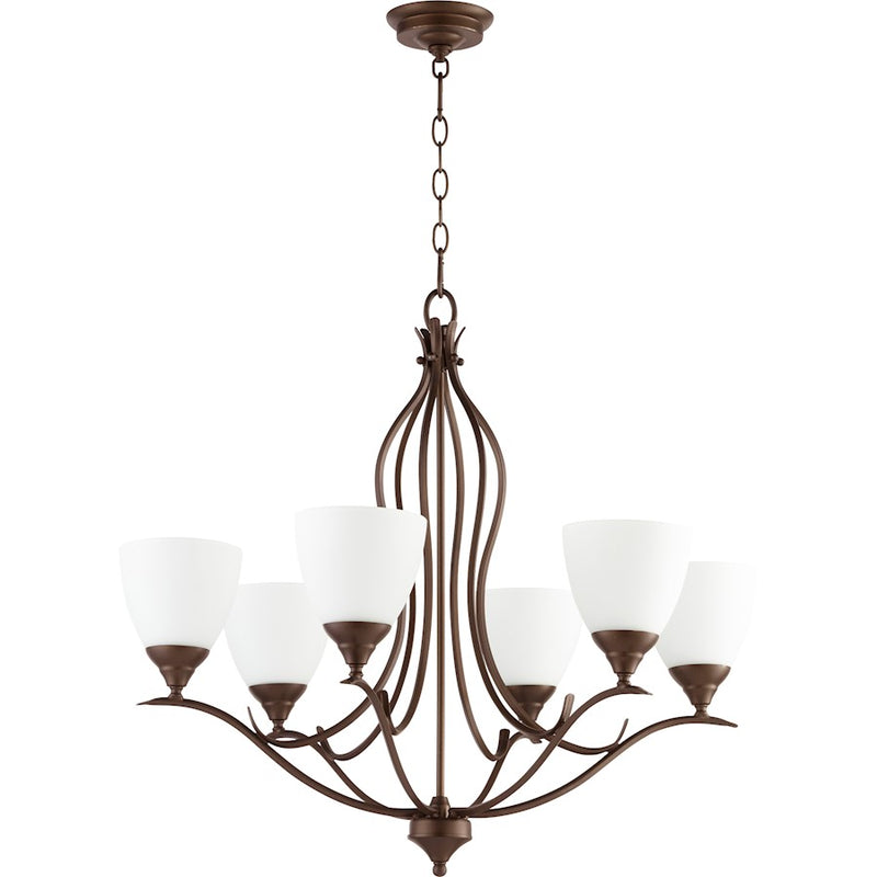 Quorum Flora 6 Light 29' Chandelier, Oiled Bronze