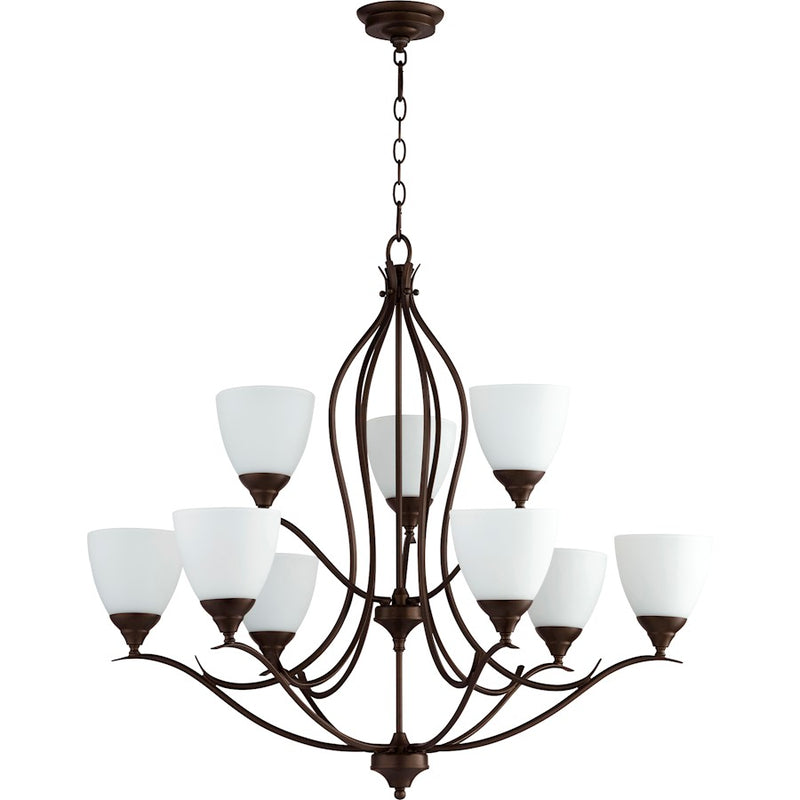 Quorum Flora 9 Light 29' Chandelier, Oiled Bronze