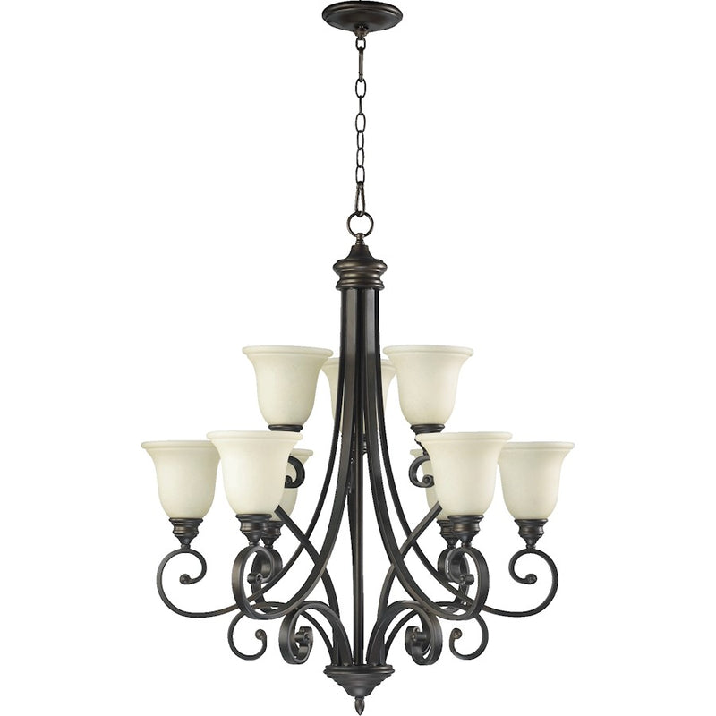 Quorum Bryant 9 Light Chandelier, Oiled Bronze